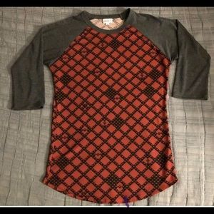 LuLaRoe Randy “baseball” style Shirt 3/4 Grey Sleeves Women’s sz S NEW